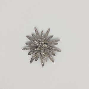Silver Rhinestone Starburst Pin Brooch